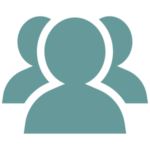 Teal avatar of a person backed by two other people.