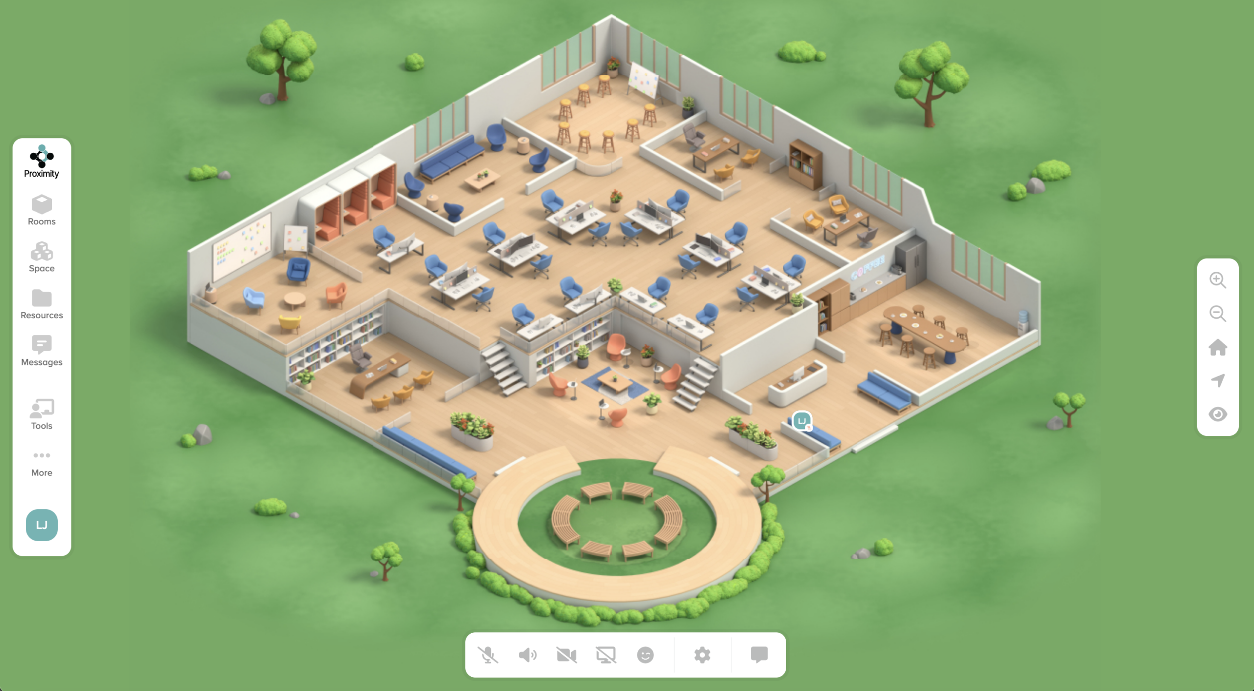 A medium Proximity workspace with multiple conference rooms and individual workspaces.